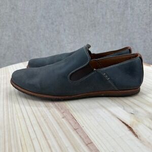 J&M Sheepskin Mens Blue/Gray Leather Slip On Loafer Shoes Size 10 M